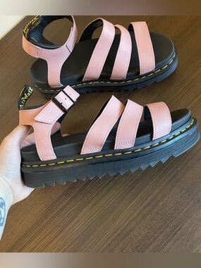 Dr. Martens Pink Platform Strappy Sandals